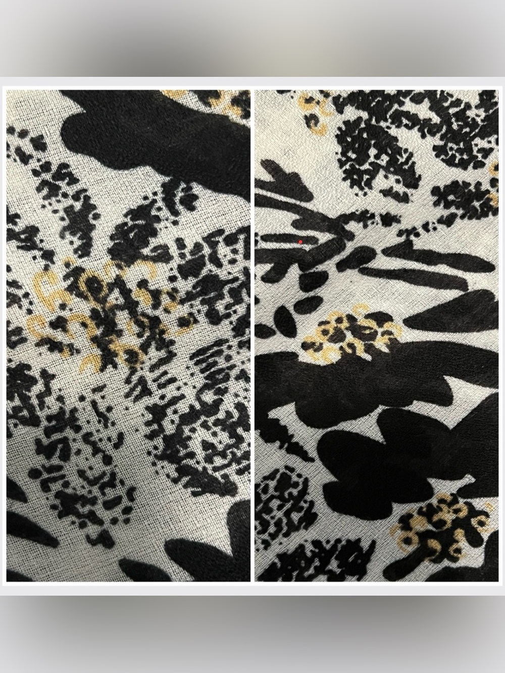 🎁Vintage Black & White Floral Oversized Scarf  •  Wrap • Butter Yellow Accents - Picture 5 of 13